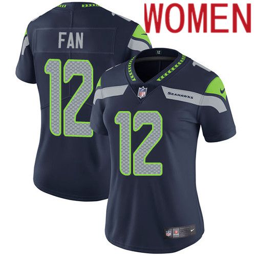Women Seattle Seahawks 12th Fan Nike Navy Vapor Limited NFL Jersey
